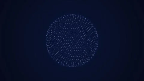 Abstract digital sphere made of glowing blue particles rotating in dark spa.. Video stock 345841259