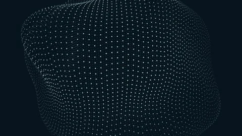 Abstract digital sphere made of moving particle dots on dark background footage Stock Footage 334138543
