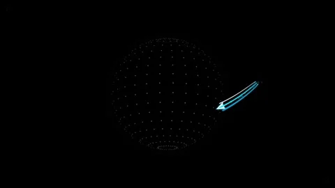 Abstract digital sphere made of particles with curved motion lines video Stock Footage 344240357
