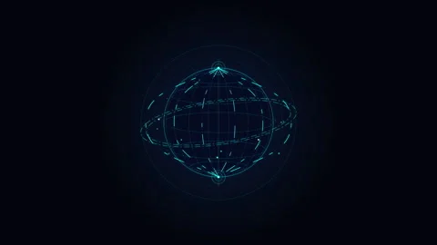 Abstract digital sphere motion graphic with glowing cybernetic particle grid Stock Footage 346735820