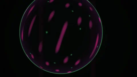 Abstract Digital Sphere with Pulsing Pink Light Patterns Rotating in Dark S.. Stock Footage 341786712