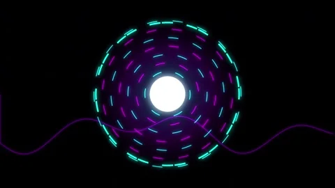 Abstract digital sphere with radiating neon lines and a glowing central Stock-Footage 348127833