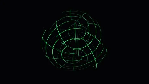 Abstract Digital Sphere rotating with glowing grid lines during dark backgr.. Stock Footage 341690893