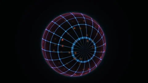 Abstract Digital Sphere Rotating with Glowing Data Nodes and Network Grid L.. Stock Footage 341786601