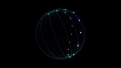 Abstract digital sphere rotating with glowing nodes on dark background in m.. Stock Footage 344651722