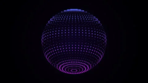 Abstract digital sphere rotating with glowing purple and blue particle netw.. Stock Footage 346241604