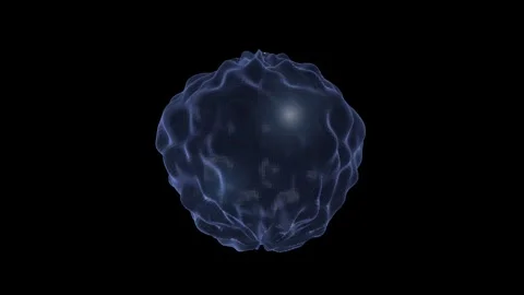 Abstract digital sphere rotating with wave motion over dark background with.. Stockbeeldmateriaal 345984218