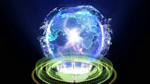 Abstract Digital Spinning 3D World  Wireframe Stock Footage 146463434