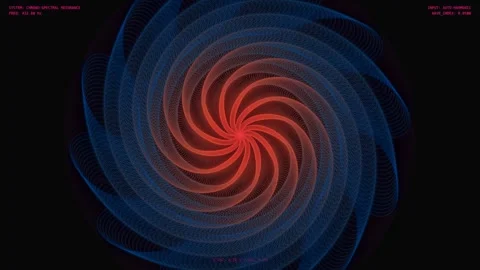 Abstract digital spiral animation with pulsing red and blue light patterns .. Stock Footage 341842836