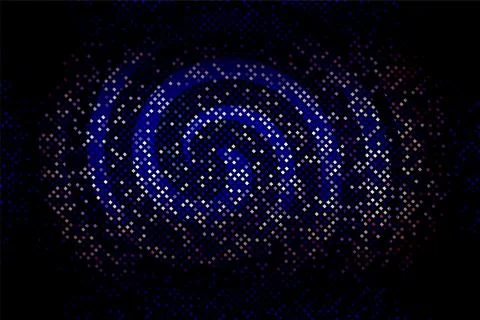 Abstract Digital Spiral Composition with Geometric Elements and Neon Glow Stock Illustration