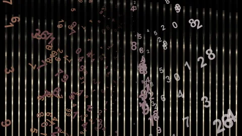 Abstract Digital Spiral Numbers Over Dark Vertical Stripes, Modern Data Visual Stock Footage 320551786