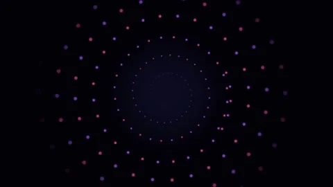 Abstract digital spiral pattern with glowing red and blue circular dots Stock Footage 338312032