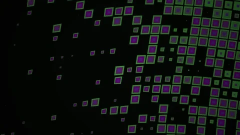 Abstract Digital Squares Flowing and Transforming in Cyberspace. Stock Footage 333912502
