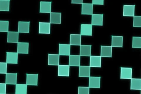 Abstract digital squares pattern with glowing green tiles Stock Illustration