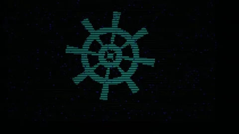 Abstract Digital Steering Wheel Graphic on Black Background. Stock Footage 334451467