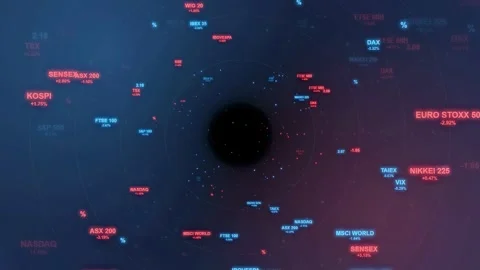 Abstract Digital Stock Market Data Visualization with Floating Financial 스톡 동영상 343439019