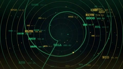 Abstract Digital Stock Market Data Visualization with Rotating Financial Stock Footage 344774251