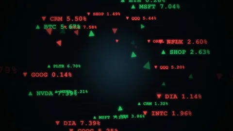 Abstract digital stock market data visualization with fluctuating financial Stock Footage 344775353