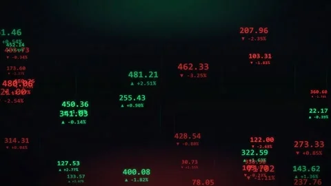 Abstract Digital Stock Market Data Display with Fluctuating Financial Numbers Stock Footage 344775802