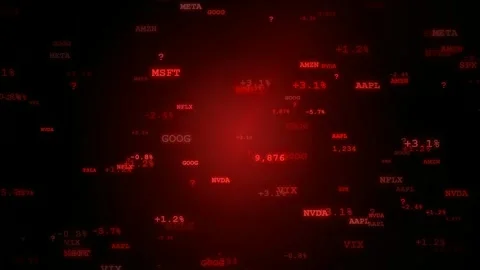 Abstract digital stock market data animation with red glowing background and Stock Footage 344775998