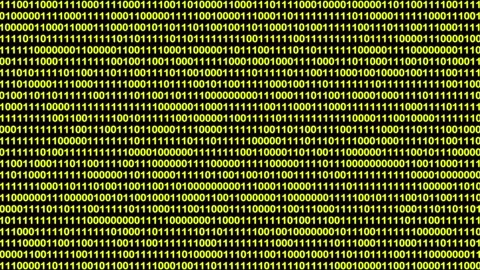 Abstract digital stream of yellow binary code flowing on black background, .. Stock Footage 336803666