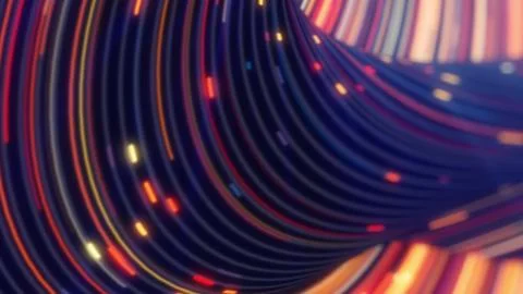 Abstract digital streams of colorful lines and lights curving dynamically Stock Illustration