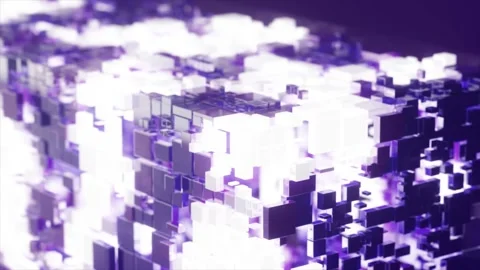 Abstract digital structure composed of interconnected cubes in varying shades of Stock Footage 328151846