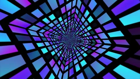Abstract digital stylized tunnel with custom gradient magenta rectangle Stock Footage 281421972