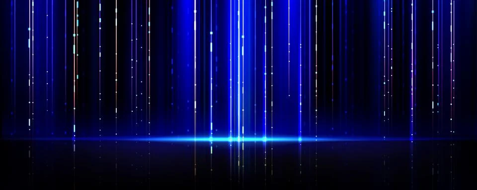 Abstract digital tech bg with glowing blue lines Stock Illustration