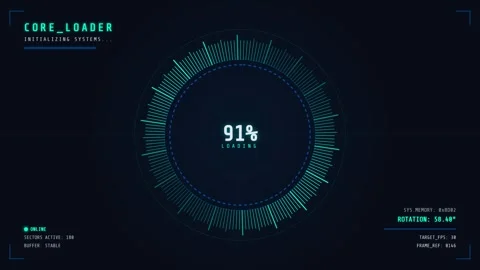 Abstract digital tech interface loading circle animation HUD data display Stock Footage 336804992