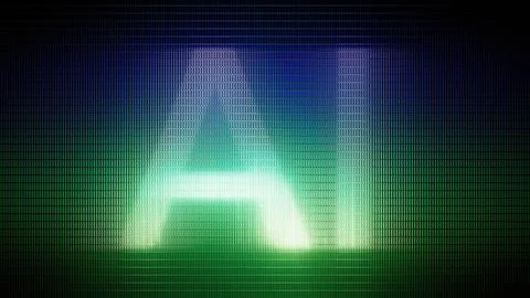 Abstract Digital Technology. 3d AI icon. Blurred glass. Futuristic Big Data Illustrazione stock