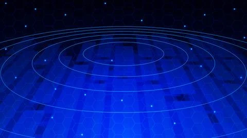 Abstract digital technology and cyber information with circle connection イラスト素材