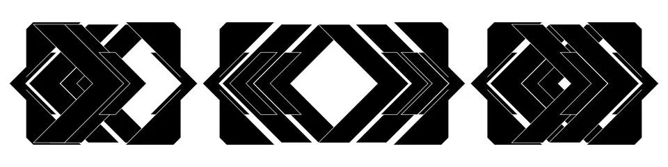 Abstract digital technology arrows element set. Black isolated futuristic sci-fi Stock Illustration