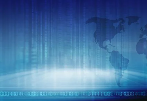 Abstract digital technology background binary codes strings coming down from top 스톡 일러스트