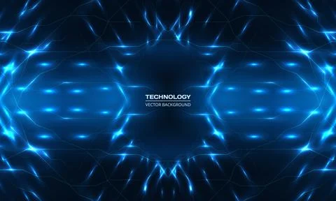 Abstract digital technology background with blue lines and light rays effect. Stock Illustration