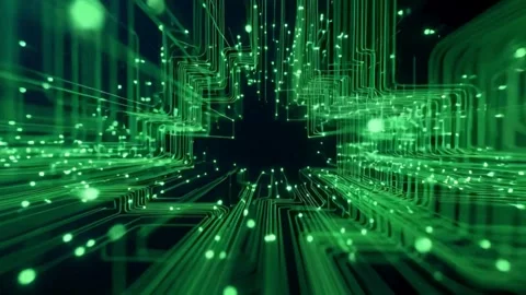 Abstract Digital Technology Background Futuristic Glowing Circuit Board Art.. Stock Footage 321948299