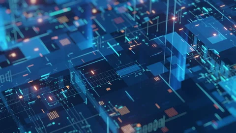 Abstract Digital Technology Background Glowing Circuit Elements Stock Footage 320769428