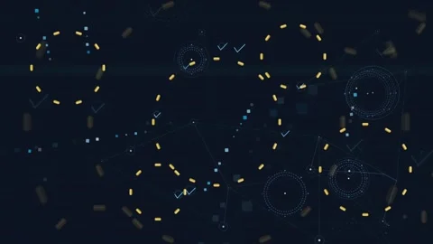 Abstract Digital Technology Background with Glowing HUD Elements and Connecting Stock Footage 339316364