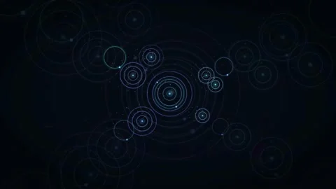 Abstract Digital Technology Background with Glowing Blue Circular HUD Elements Stock Footage 339316579