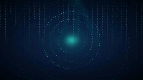 Abstract digital technology background with glowing blue concentric circles and Stock Footage 339320089