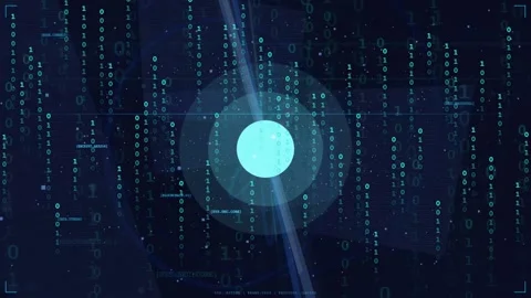 Abstract Digital Technology Background with Glowing Blue Core and Scrolling Stock Footage 339321440
