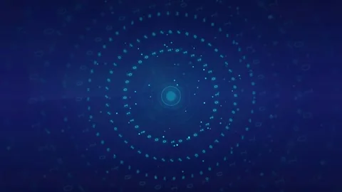 Abstract digital technology background with glowing blue circular data Stock Footage 339323984