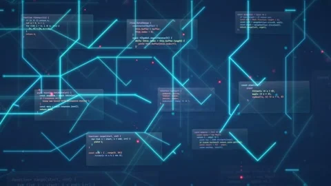 Abstract Digital Technology Background with Glowing Blue Circuit Lines and Stock Footage 339948217