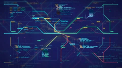 Abstract Digital Technology Background with Glowing Circuit Lines and Floating Stock Footage 339971808
