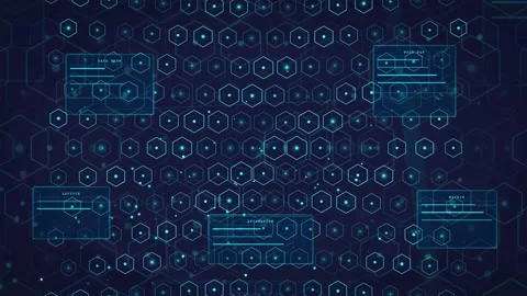 Abstract Digital Technology Background with Glowing Blue Hexagonal Grid and Видео 340403852