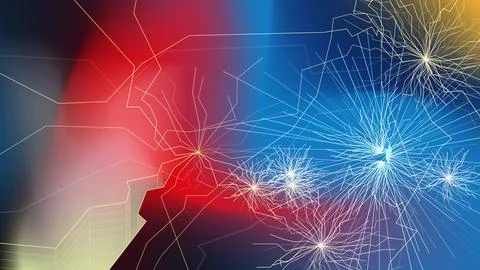 Abstract digital technology background with glowing energy sphere and neura.. Stock Illustration