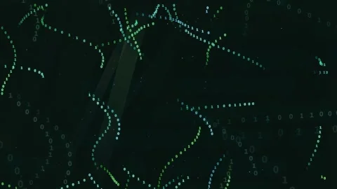 Abstract Digital Technology Background with Green Hexagonal Grid and Flowing Stock Footage 336774211