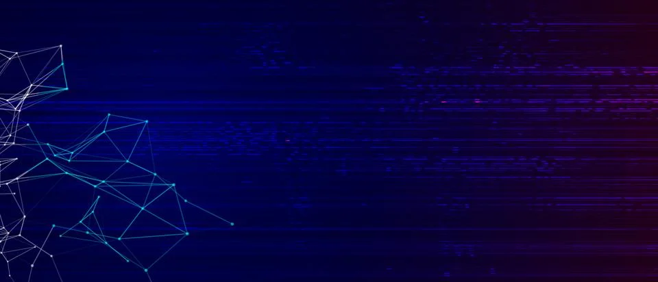 Abstract digital technology background with polygonal shapes, connecting do.. Illustrazione stock