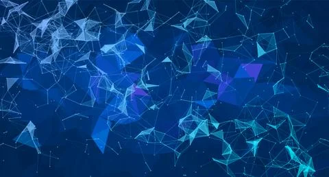 Abstract digital technology background with polygonal shapes, connecting dots Stock Illustration