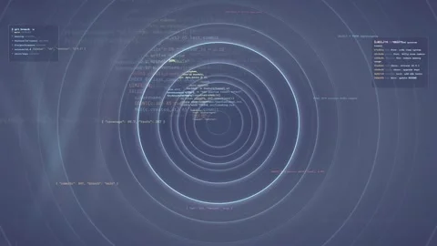 Abstract Digital Technology Background with Scrolling Computer Code and Glowing Stock Footage 339955584